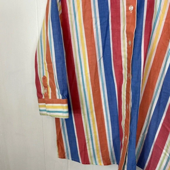 Vintage Single Stitch Striped Button Down Sz L - Picture 4 of 7